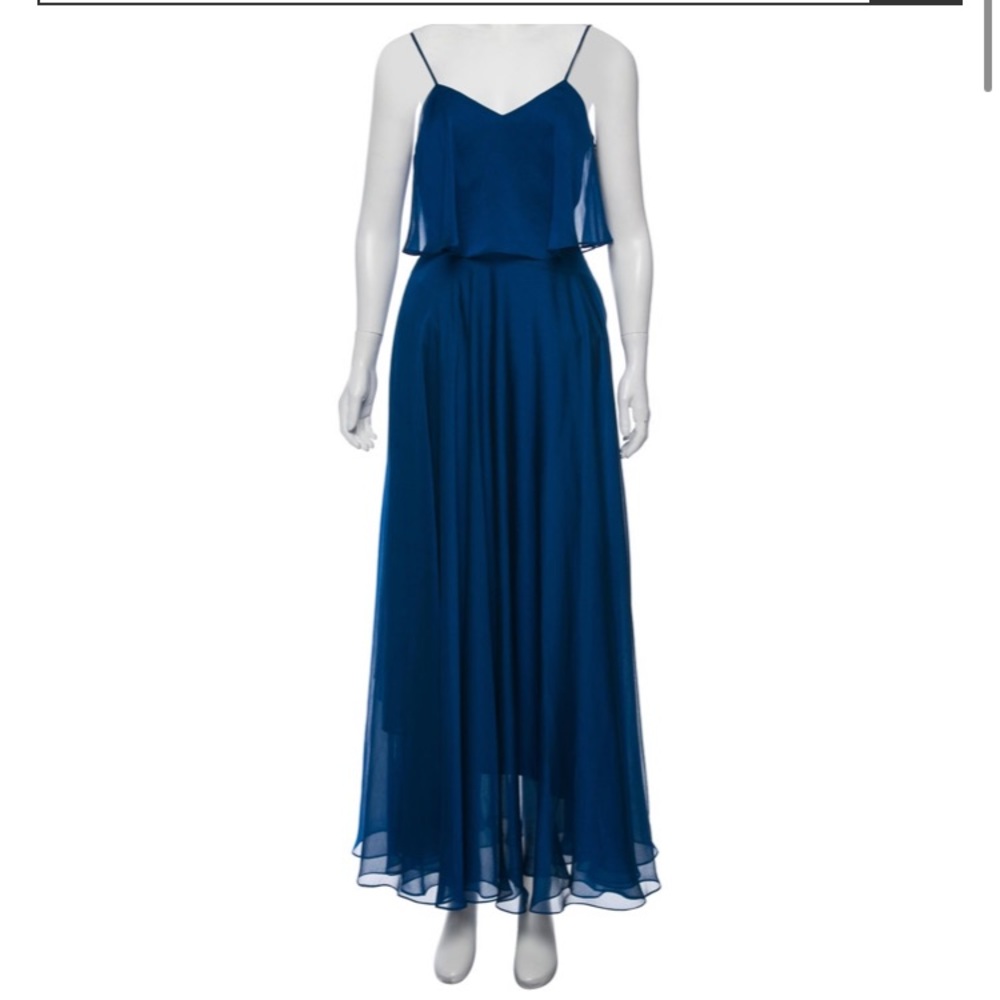 Halston Heritage Blue Sleeveless Chiffon Gown